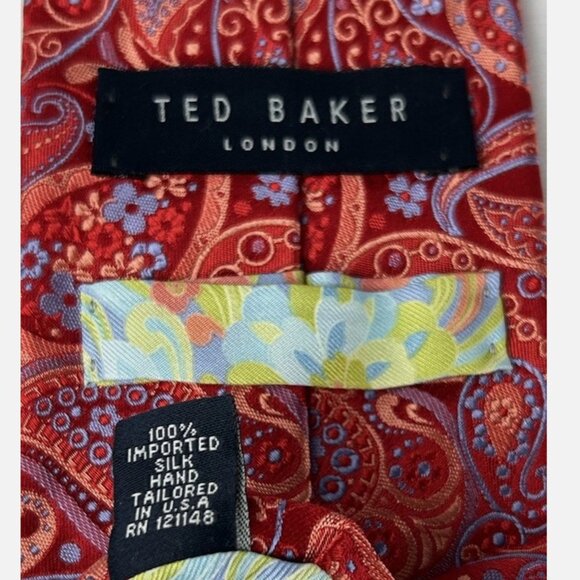 Ted Baker London Ped Paisley Textured Silk Neck Tie Hand Tailored USA - Picture 4 of 5